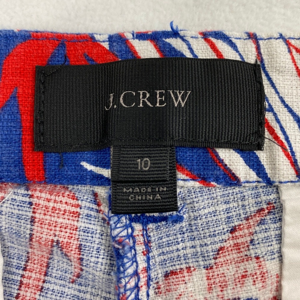 J.Crew Shorts Womens Size 10 Red White Blue Tropical Floral Vacation Resort - Picture 4 of 10